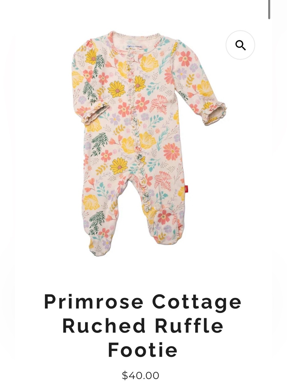 Magnetic Me Primrose Cottage Ruched Ruffle Footie - Pink, Yellow & Green Floral